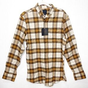14th & Union Men’s Trim Fit  Plaid Button Front Flannel Long Sleeve Shirt Medium